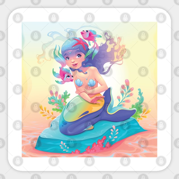 Mermaid and Fish Sticker by ddraw